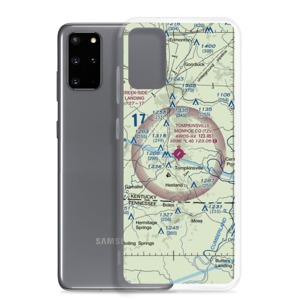 Tompkinsville Monroe County Airport (TZV) VFR Sectional Samsung Case Samsung Galaxy S20 Plus model shown
