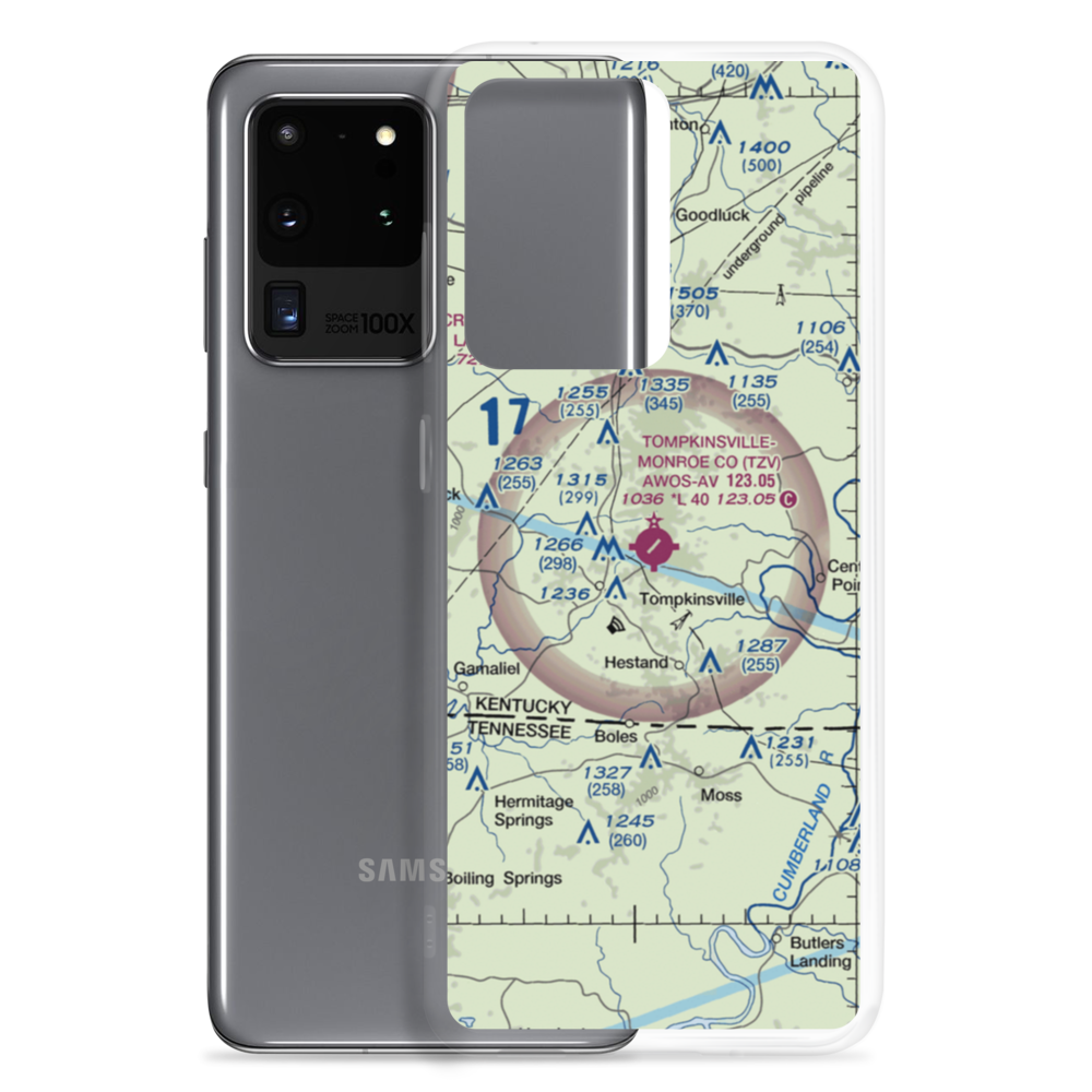 Tompkinsville Monroe County Airport (TZV) VFR Sectional Samsung Case Samsung Galaxy S20 Ultra model shown
