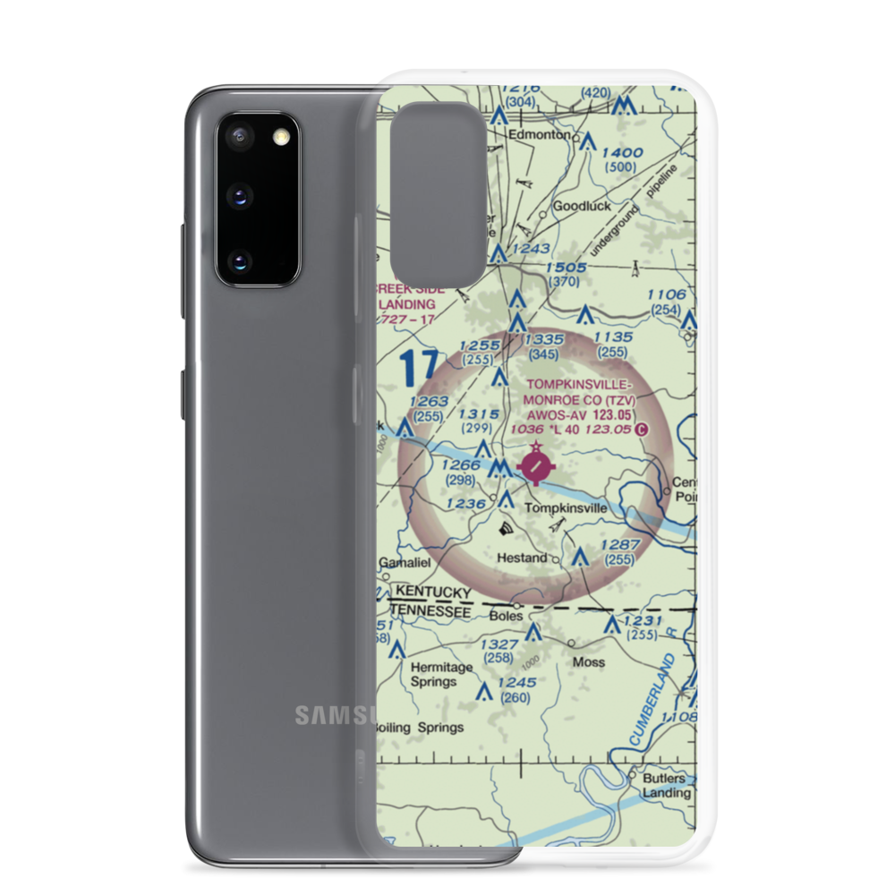 Tompkinsville Monroe County Airport (TZV) VFR Sectional Samsung Case Samsung Galaxy S20 model shown