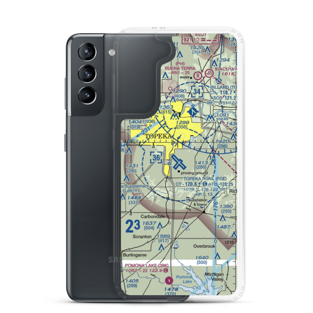 Topeka Regional Airport - Forbes Field (FOE) VFR Sectional Samsung Case Samsung Galaxy S21 model shown