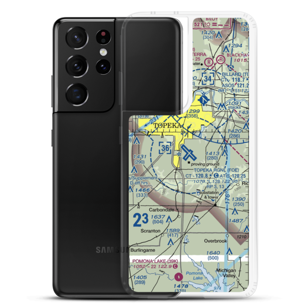 Topeka Regional Airport - Forbes Field (FOE) VFR Sectional Samsung Case Samsung Galaxy S21 Ultra model shown
