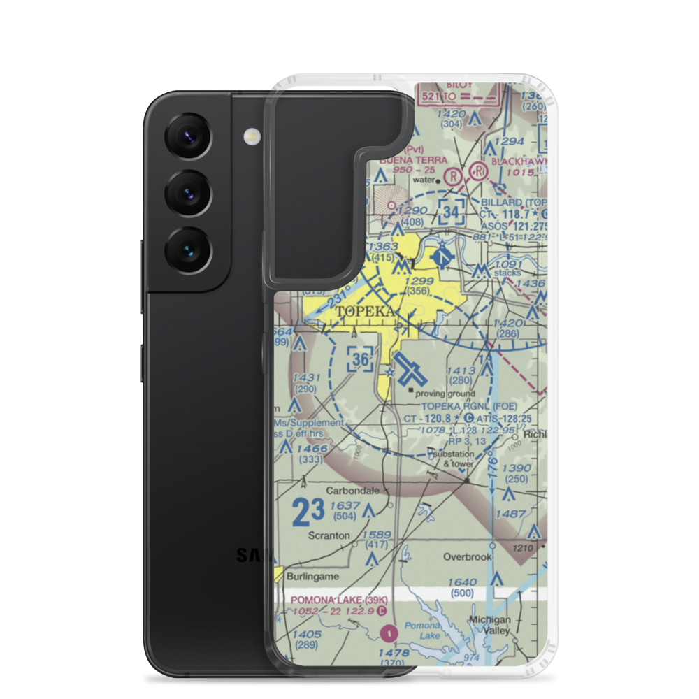 Topeka Regional Airport - Forbes Field (FOE) VFR Sectional Samsung Case Samsung Galaxy S22 model shown