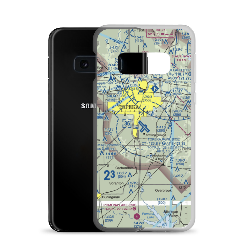 Topeka Regional Airport - Forbes Field (FOE) VFR Sectional Samsung Case Samsung Galaxy S10e model shown
