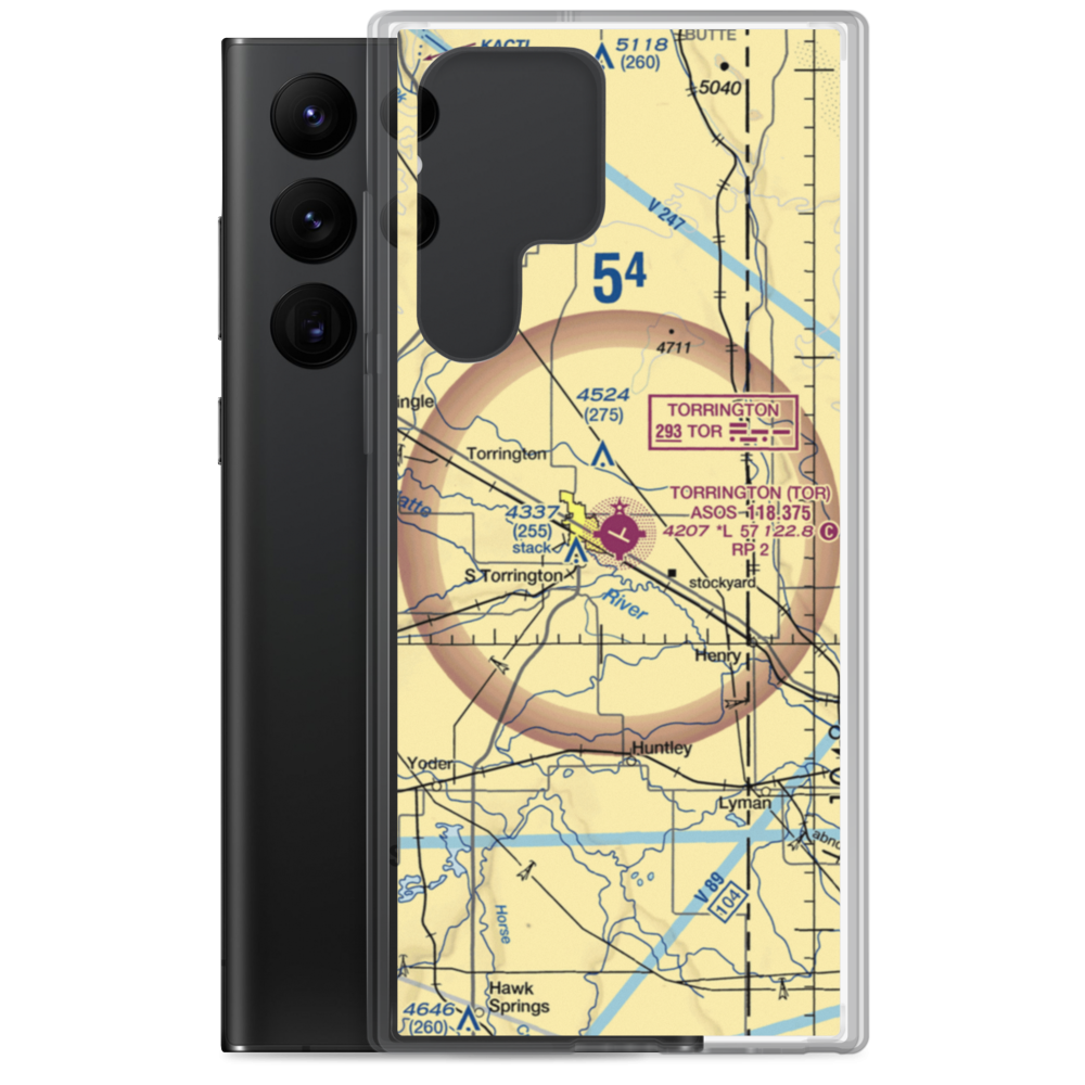 Torrington Municipal Airport (TOR) VFR Sectional Samsung Case Samsung Galaxy S22 Ultra model shown