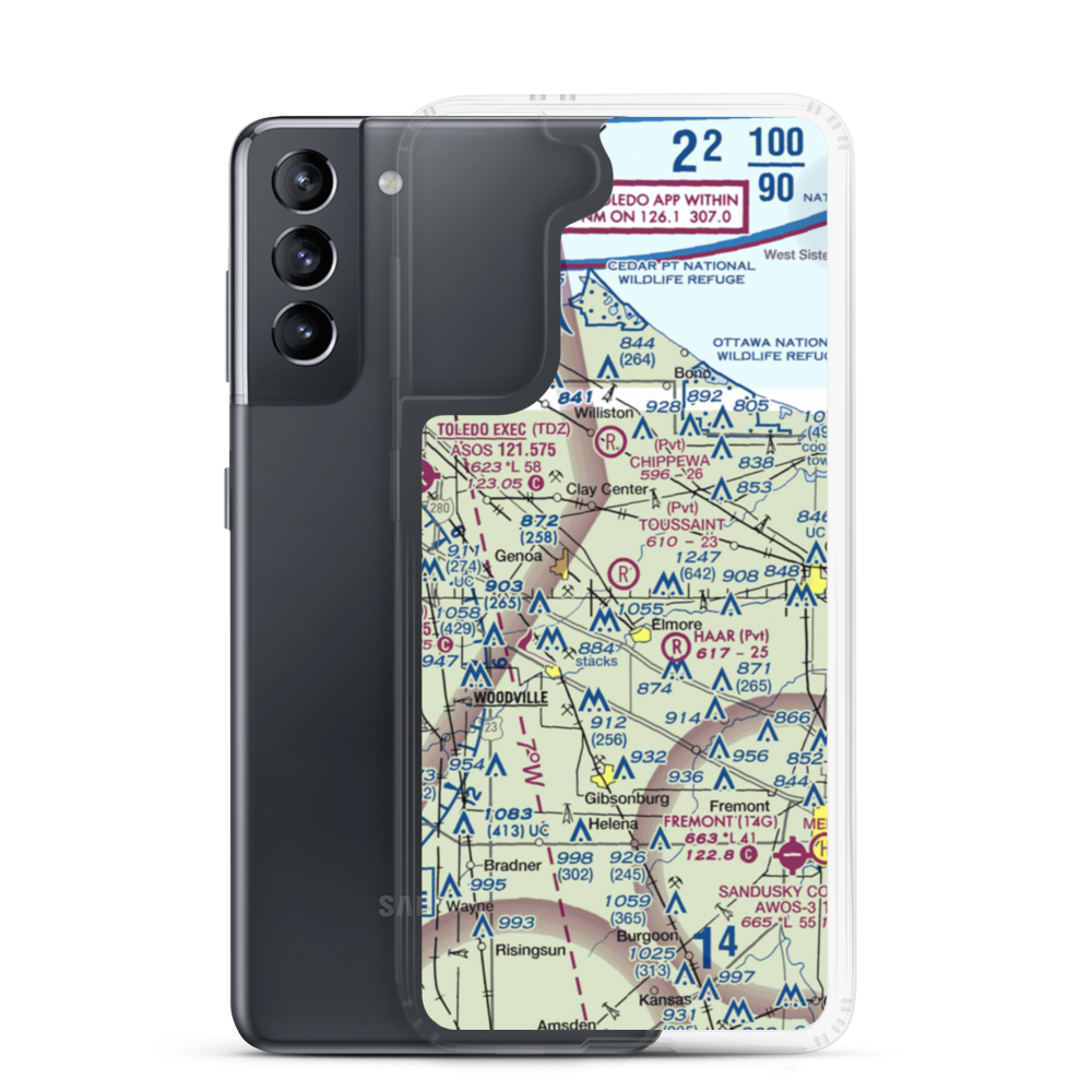 Toussaint Airpark (9OH2) VFR Sectional Samsung Case Samsung Galaxy S21 model shown