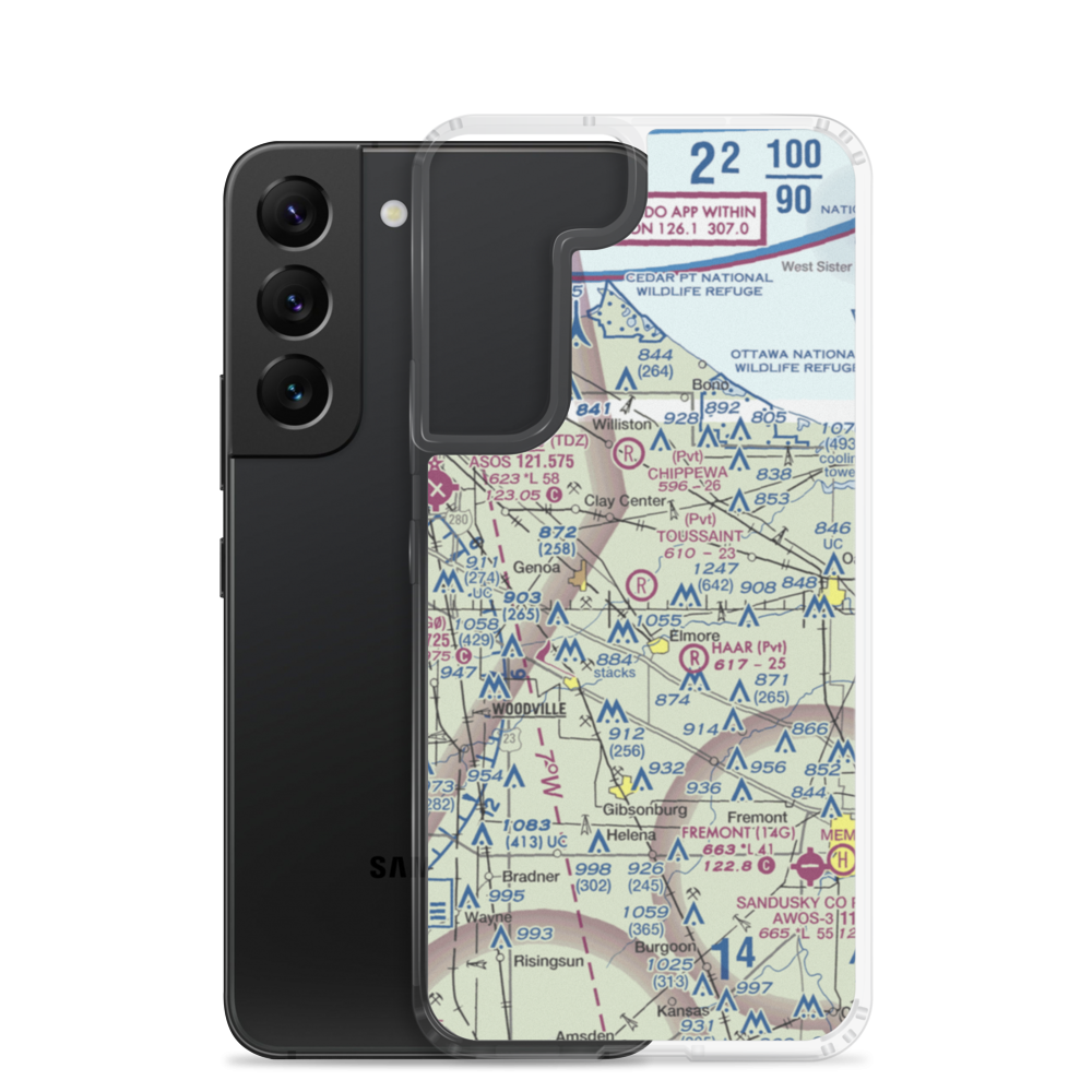 Toussaint Airpark (9OH2) VFR Sectional Samsung Case Samsung Galaxy S22 model shown