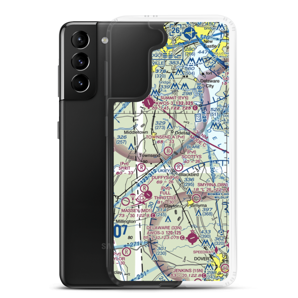 Townsend A Airport (DE34) VFR Sectional Samsung Case Samsung Galaxy S21 Plus model shown