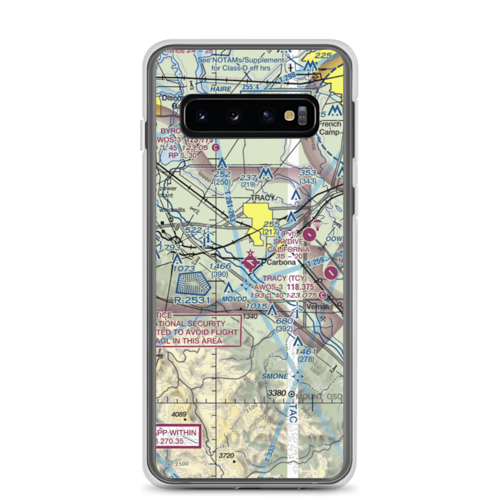 Tracy Municipal Airport (TCY) VFR Sectional Samsung Case Samsung Galaxy S10 model shown