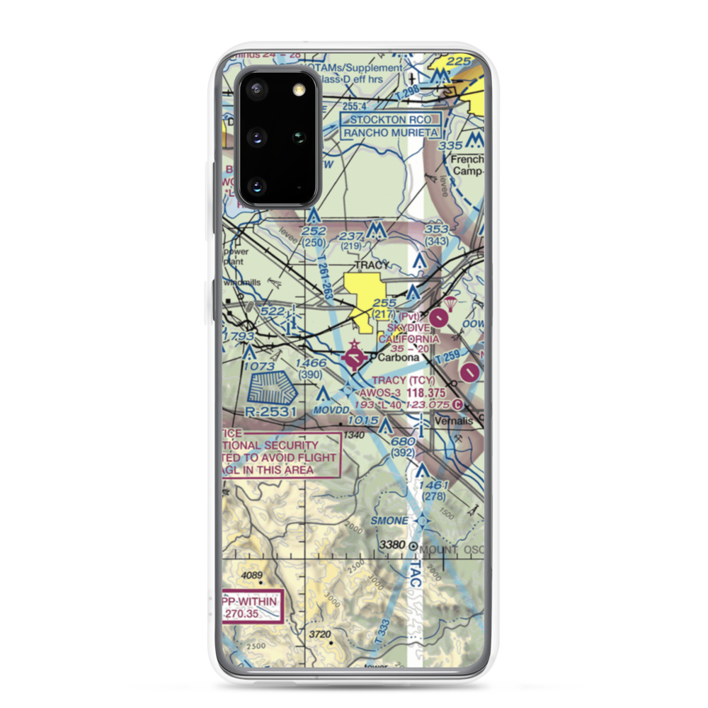 Tracy Municipal Airport (TCY) VFR Sectional Samsung Case Samsung Galaxy S20 Plus model shown