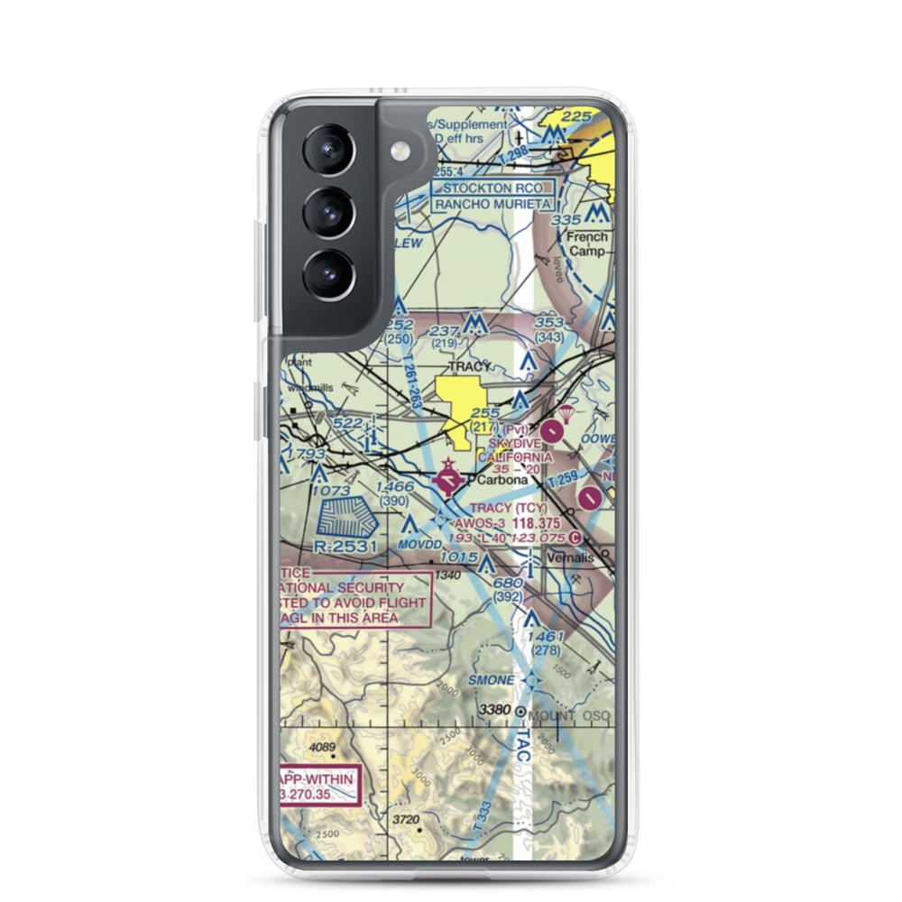 Tracy Municipal Airport (TCY) VFR Sectional Samsung Case Samsung Galaxy S21 model shown