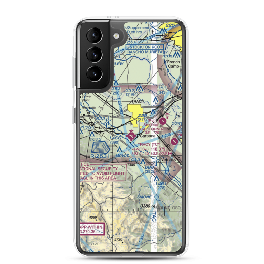 Tracy Municipal Airport (TCY) VFR Sectional Samsung Case Samsung Galaxy S21 Plus model shown
