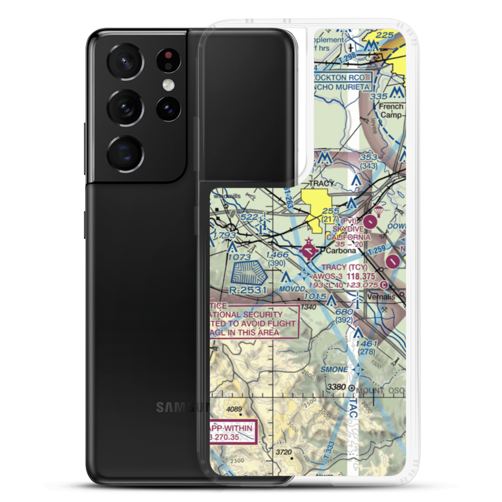 Tracy Municipal Airport (TCY) VFR Sectional Samsung Case Samsung Galaxy S21 Ultra model shown