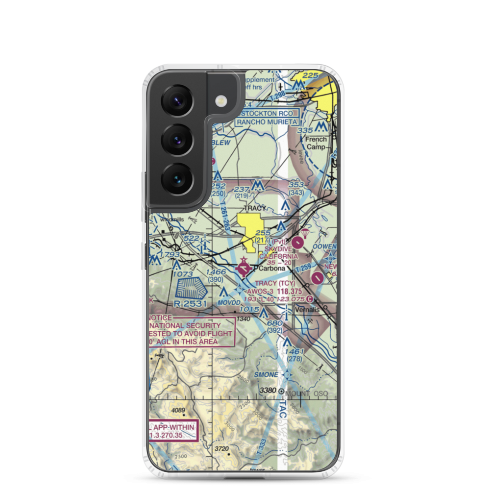 Tracy Municipal Airport (TCY) VFR Sectional Samsung Case Samsung Galaxy S22 model shown