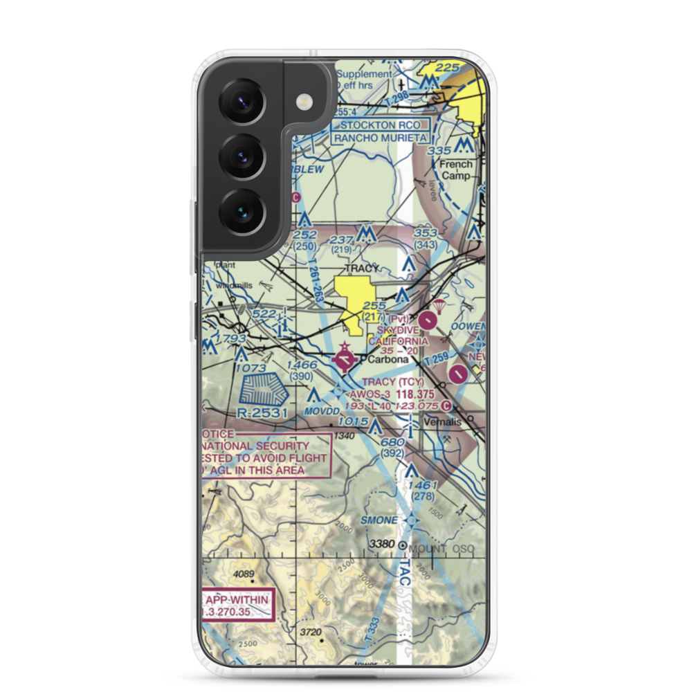 Tracy Municipal Airport (TCY) VFR Sectional Samsung Case Samsung Galaxy S22 Plus model shown