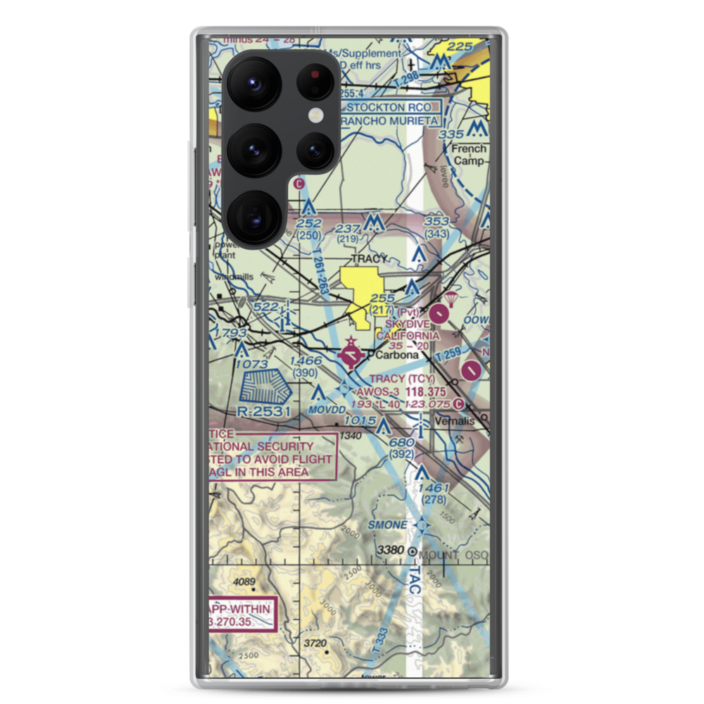 Tracy Municipal Airport (TCY) VFR Sectional Samsung Case Samsung Galaxy S22 Ultra model shown
