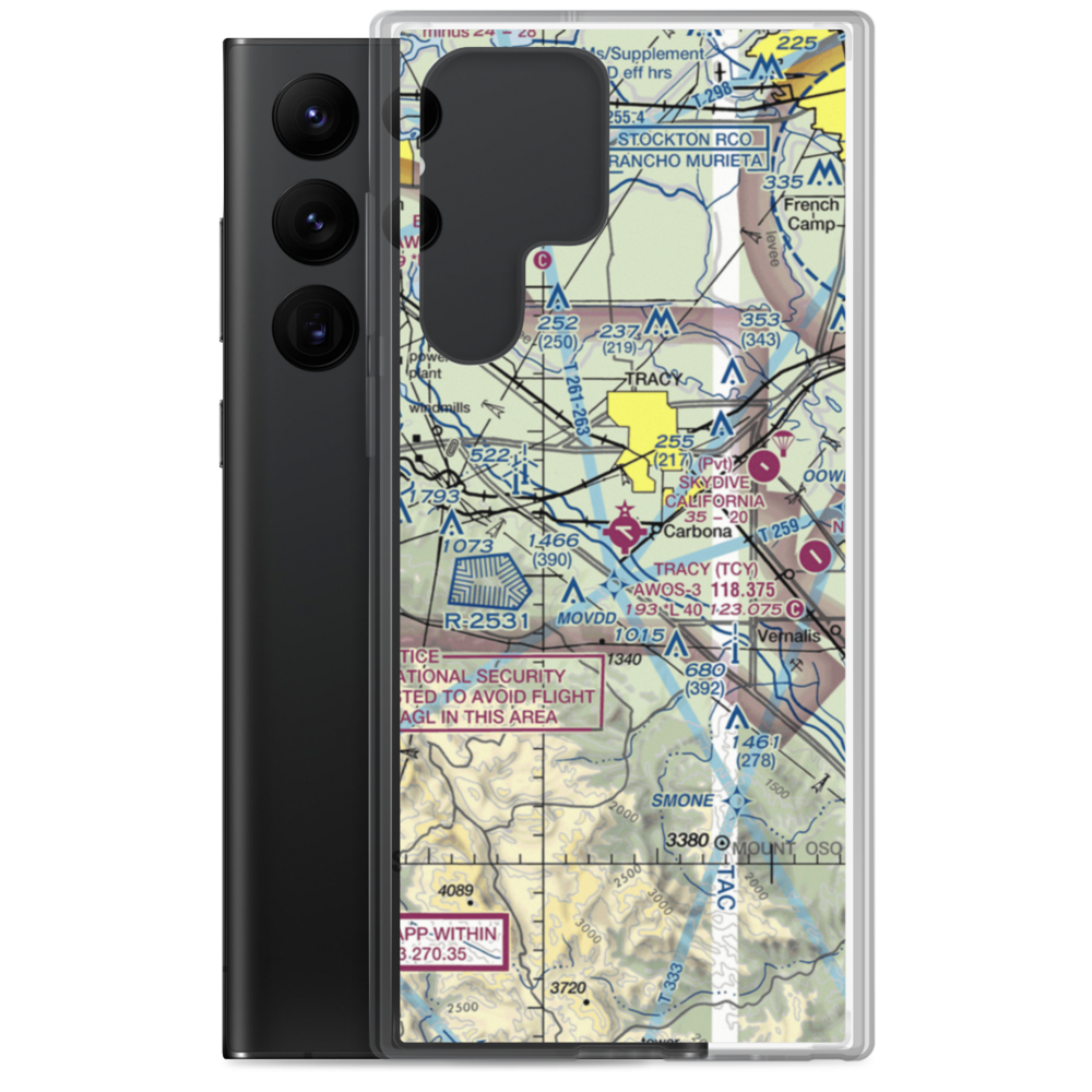 Tracy Municipal Airport (TCY) VFR Sectional Samsung Case Samsung Galaxy S22 Ultra model shown