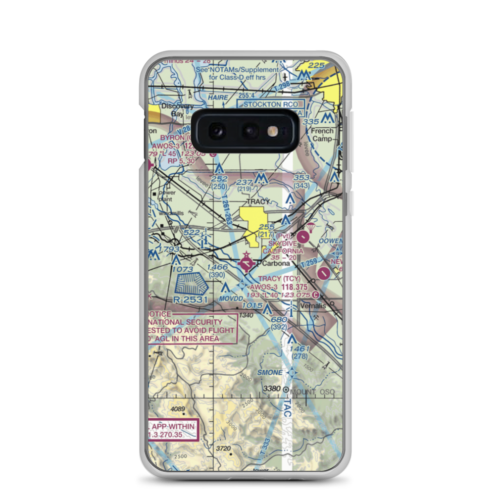 Tracy Municipal Airport (TCY) VFR Sectional Samsung Case Samsung Galaxy S10e model shown