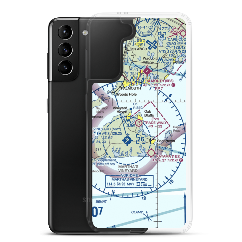 Trade Wind Airport (MA44) VFR Sectional Samsung Case Samsung Galaxy S21 Plus model shown