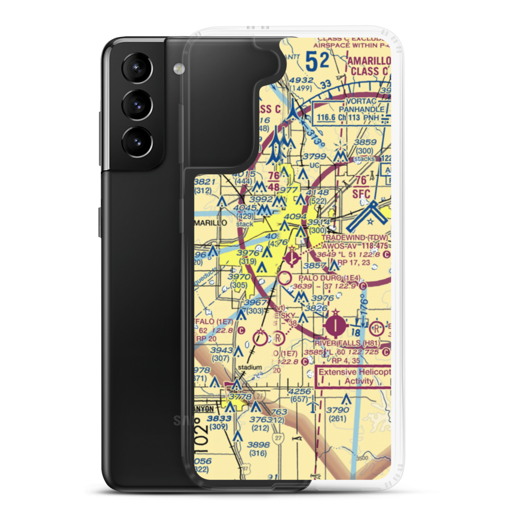 Tradewind Airport (TDW) VFR Sectional Samsung Case Samsung Galaxy S21 Plus model shown