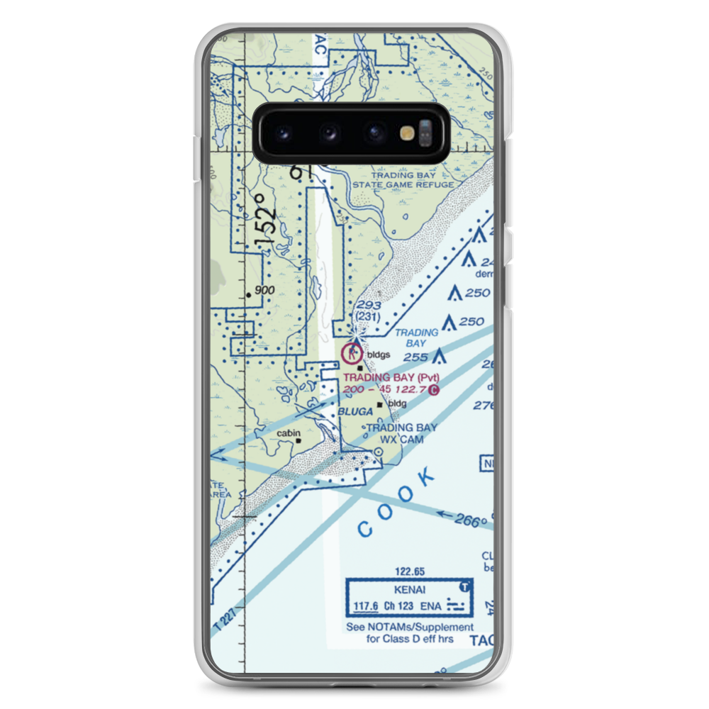 Trading Bay Production Airport (5AK0) VFR Sectional Samsung Case Samsung Galaxy S10+ model shown