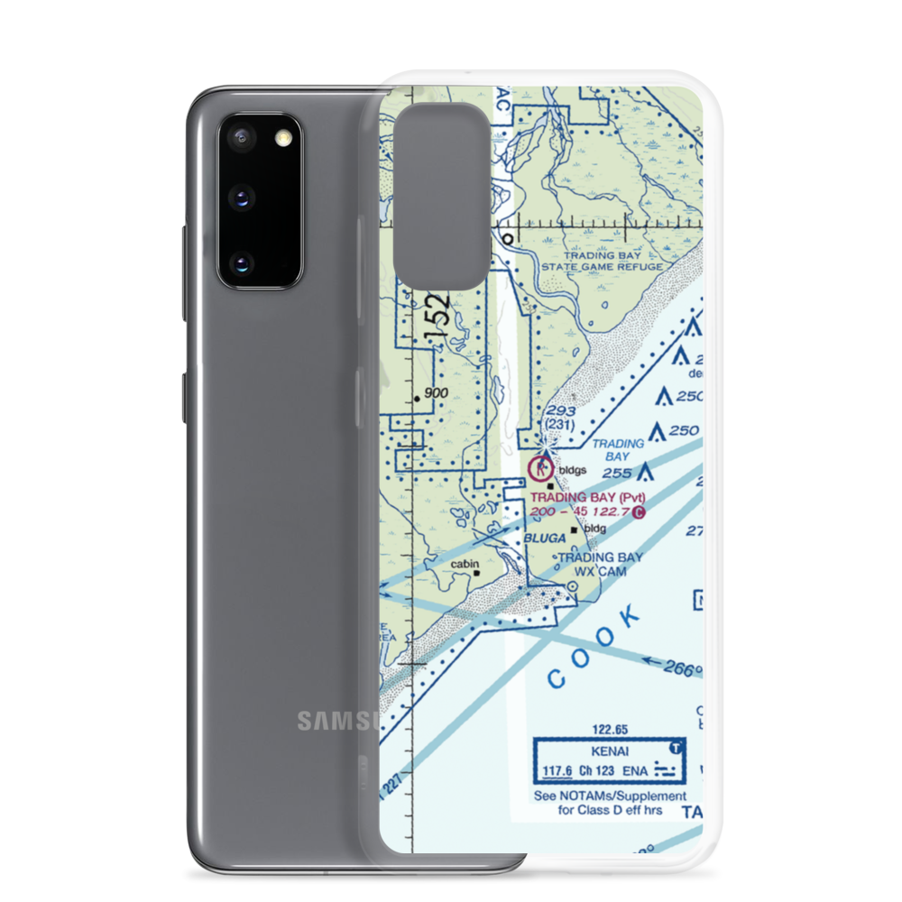 Trading Bay Production Airport (5AK0) VFR Sectional Samsung Case Samsung Galaxy S20 model shown