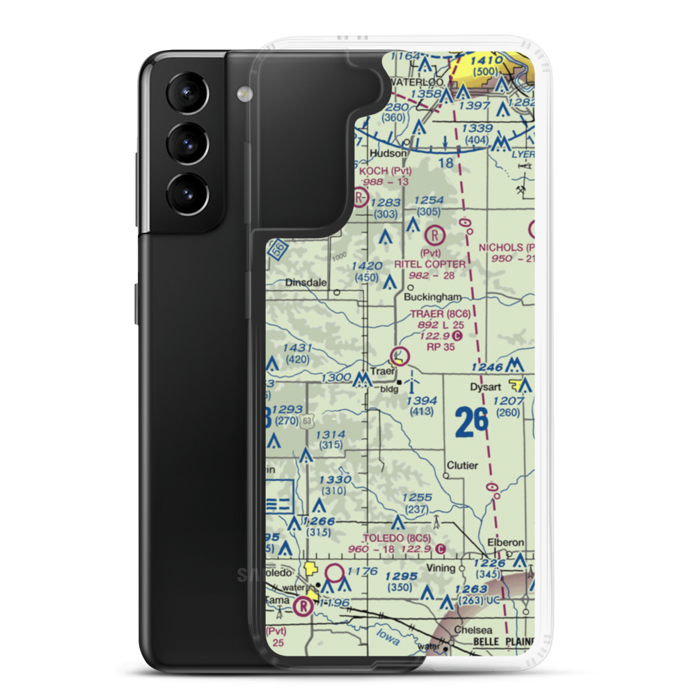 Traer Municipal Airport (8C6) VFR Sectional Samsung Case Samsung Galaxy S21 Plus model shown
