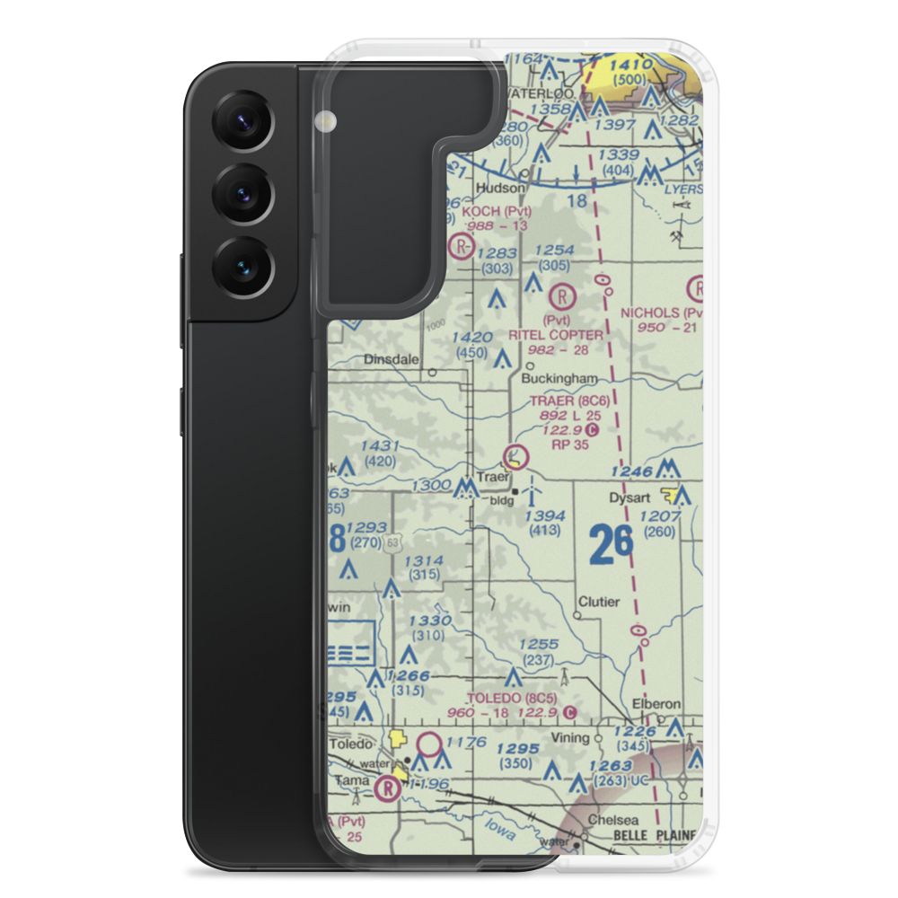 Traer Municipal Airport (8C6) VFR Sectional Samsung Case Samsung Galaxy S22 Plus model shown