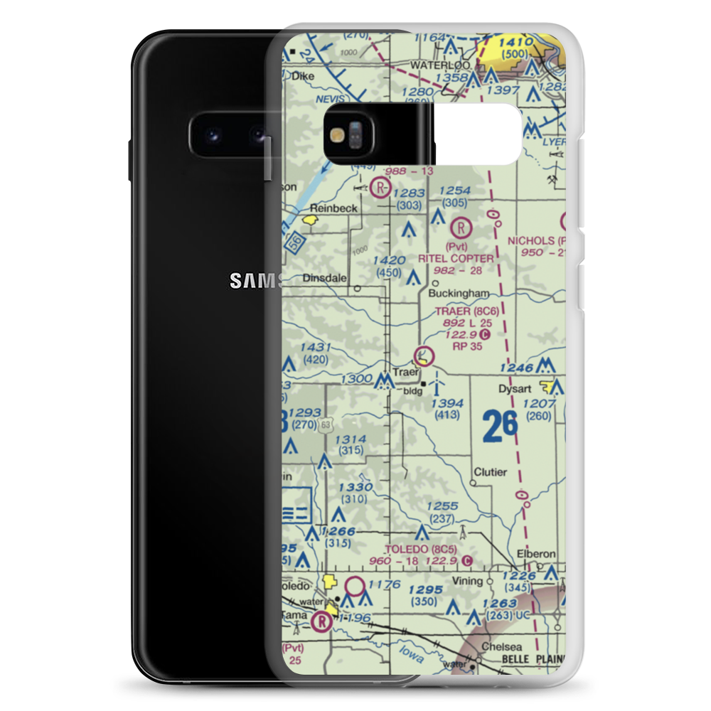 Traer Municipal Airport (8C6) VFR Sectional Samsung Case Samsung Galaxy S10+ model shown