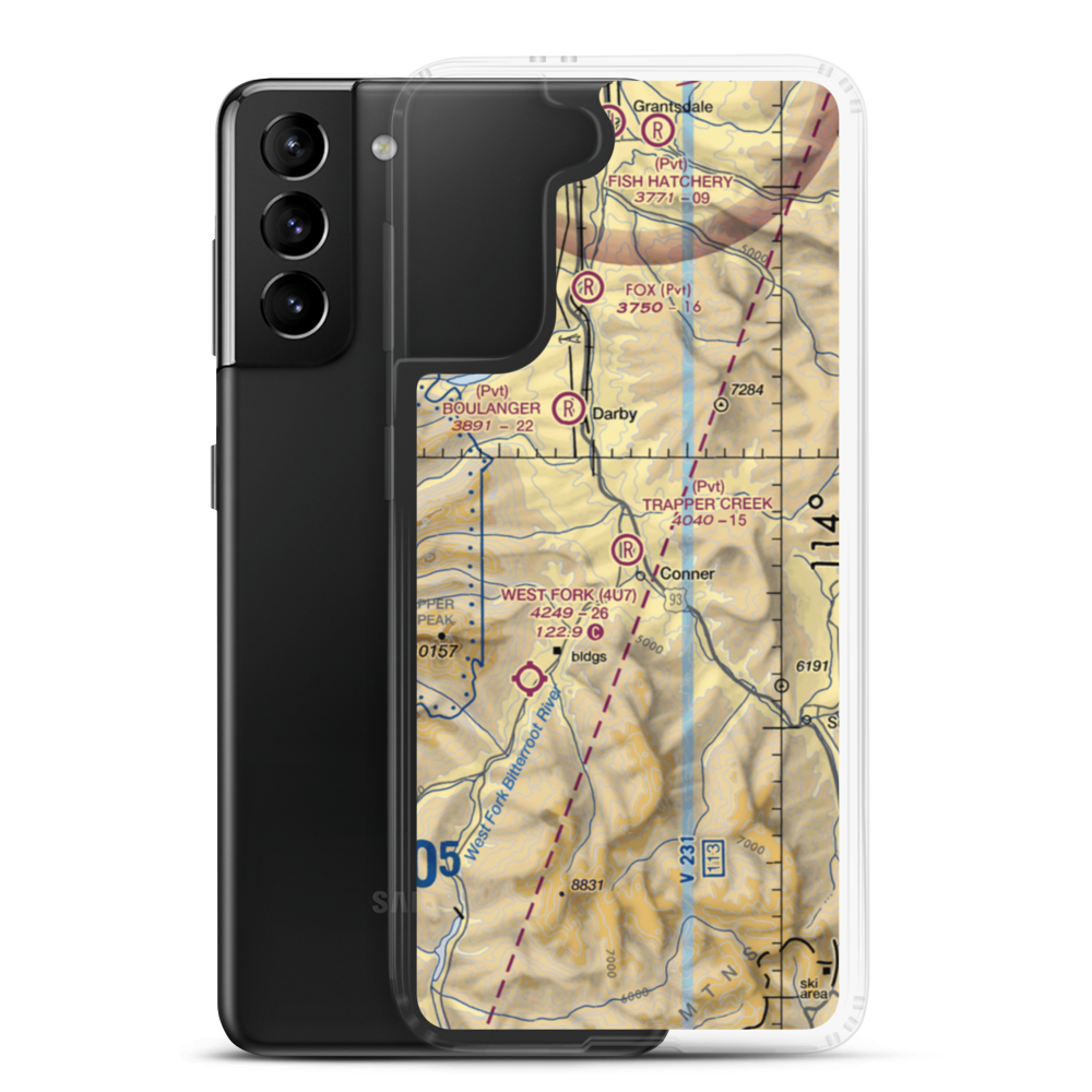 Trapper Creek Strip (MT30) VFR Sectional Samsung Case Samsung Galaxy S21 Plus model shown