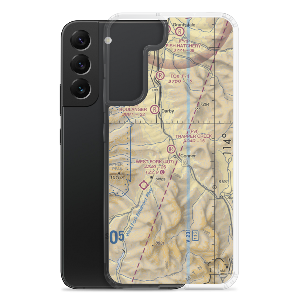 Trapper Creek Strip (MT30) VFR Sectional Samsung Case Samsung Galaxy S22 Plus model shown