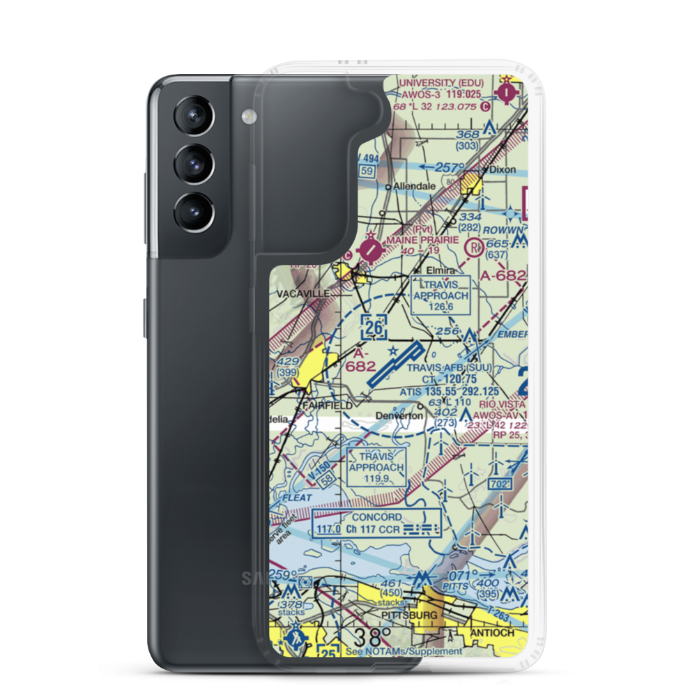 Travis Air Force Base (SUU) VFR Sectional Samsung Case Samsung Galaxy S21 model shown