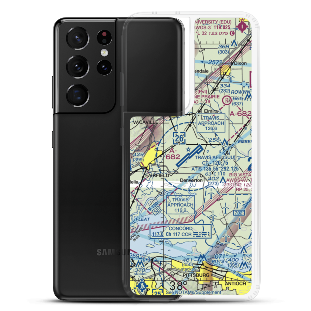 Travis Air Force Base (SUU) VFR Sectional Samsung Case Samsung Galaxy S21 Ultra model shown