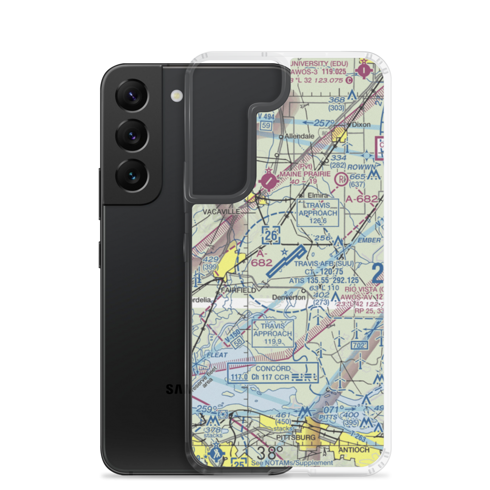 Travis Air Force Base (SUU) VFR Sectional Samsung Case Samsung Galaxy S22 model shown
