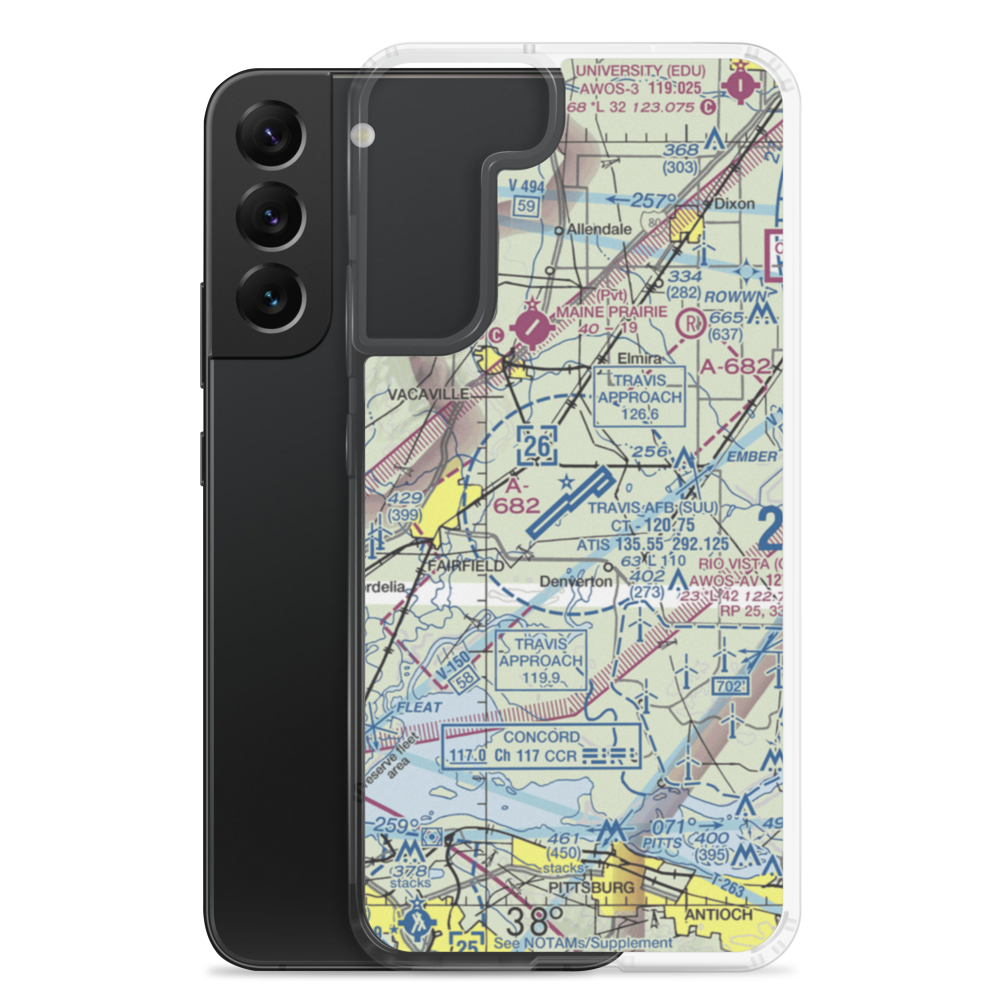 Travis Air Force Base (SUU) VFR Sectional Samsung Case Samsung Galaxy S22 Plus model shown