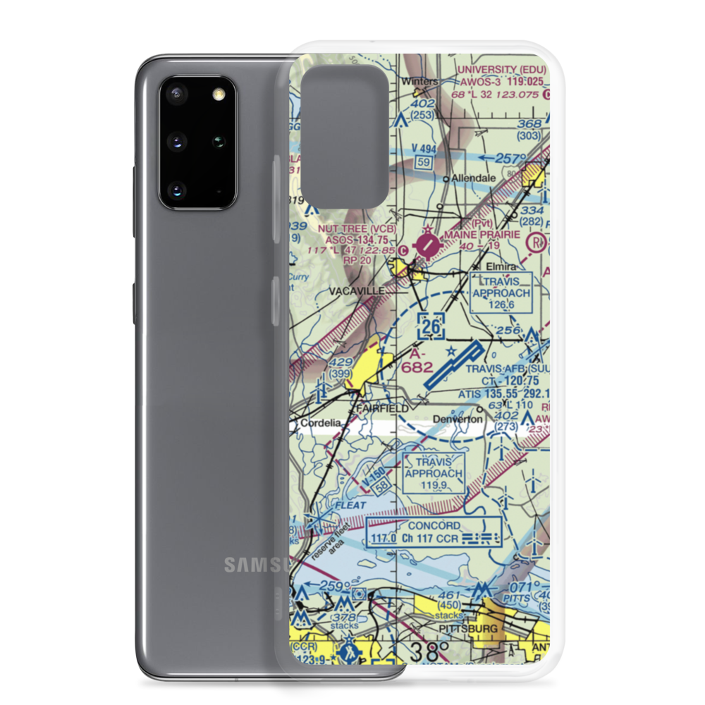 Travis Air Force Base Aero Club (8Q0) VFR Sectional Samsung Case Samsung Galaxy S20 Plus model shown