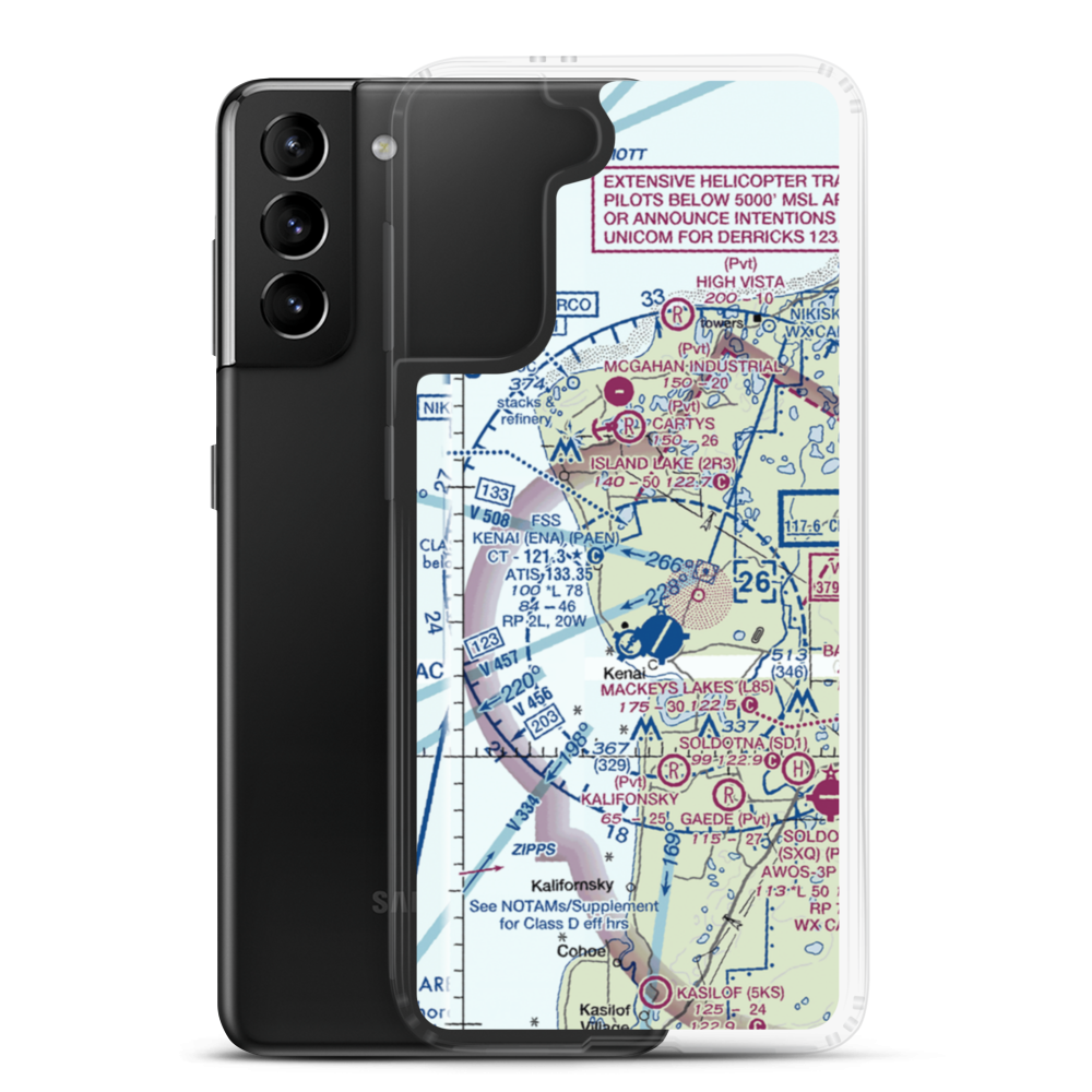 Treasure Chest Airport (AA16) VFR Sectional Samsung Case Samsung Galaxy S21 Plus model shown