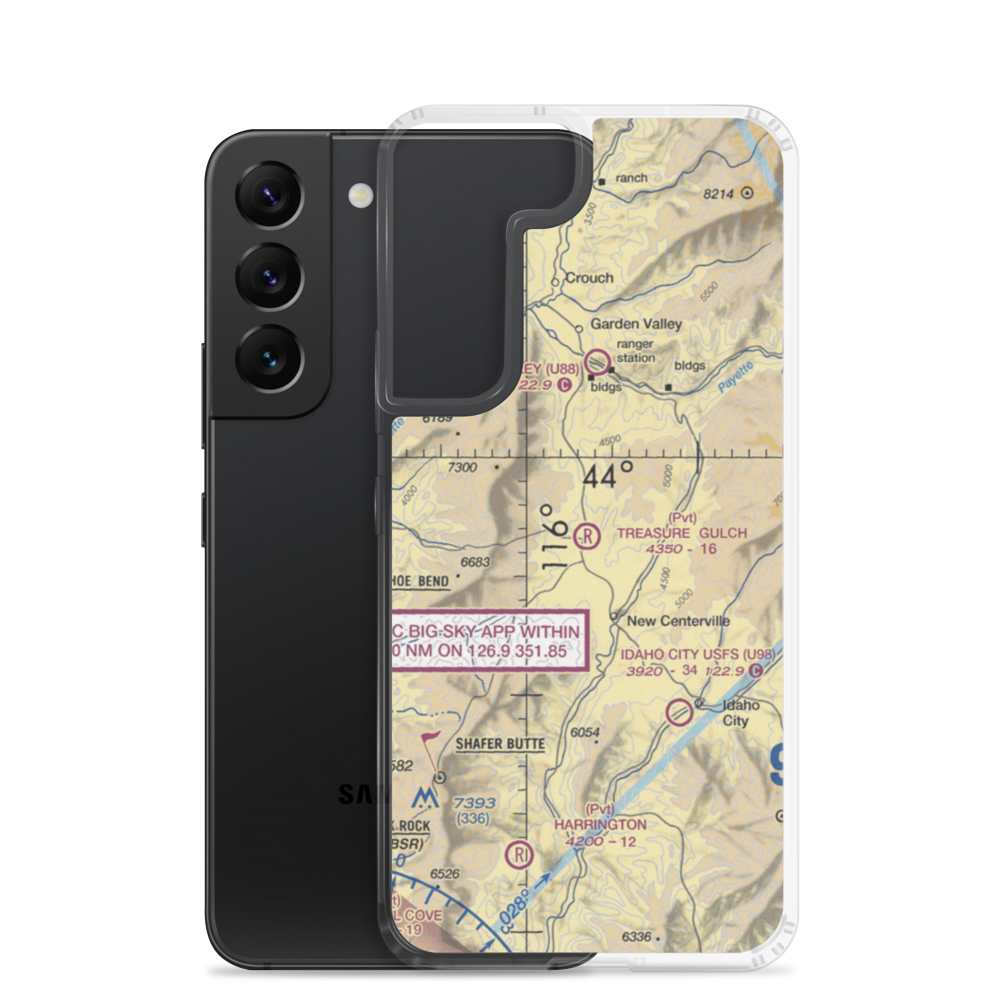 Treasure Gulch Airport (22ID) VFR Sectional Samsung Case Samsung Galaxy S22 model shown