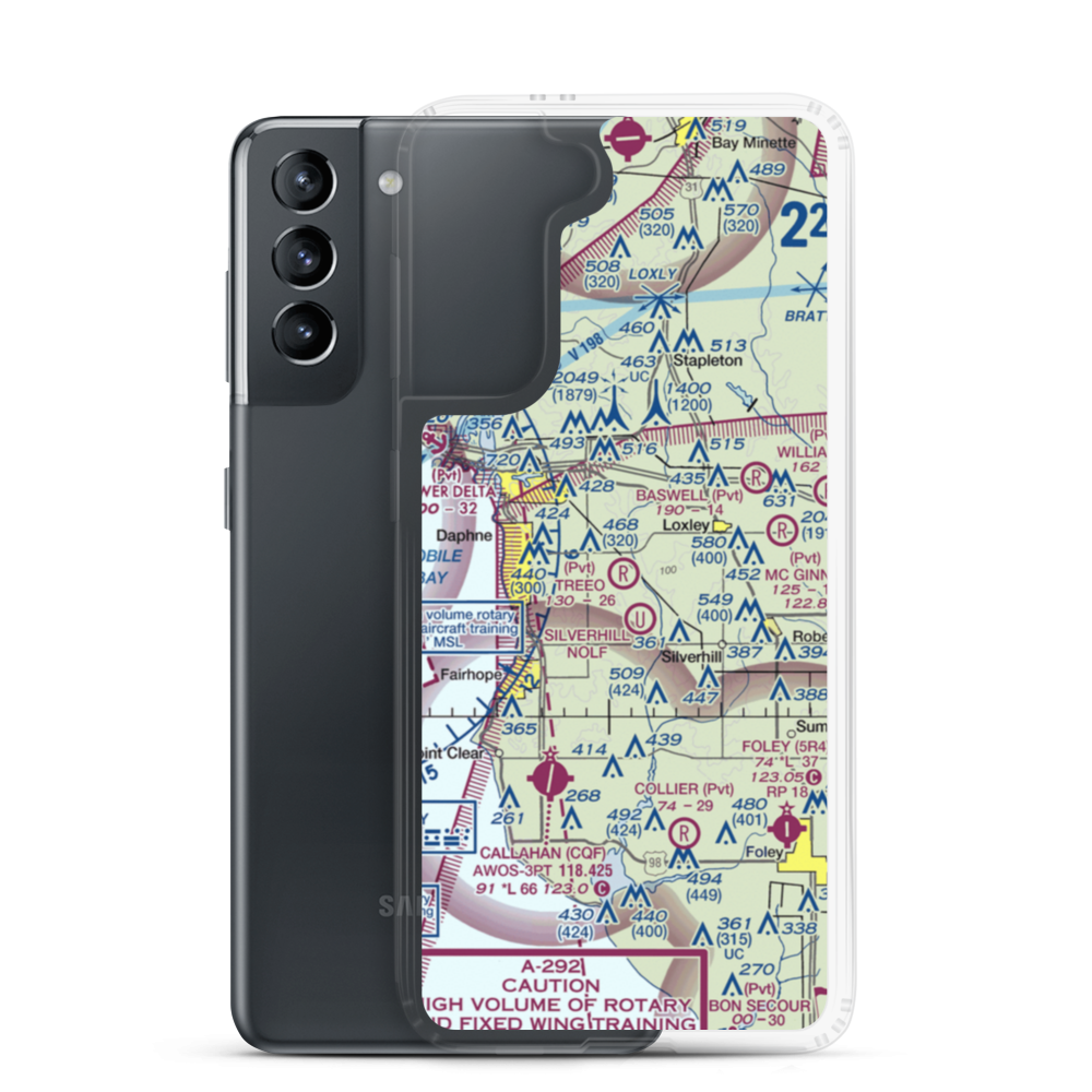 Treeo Airport (4AL3) VFR Sectional Samsung Case Samsung Galaxy S21 model shown