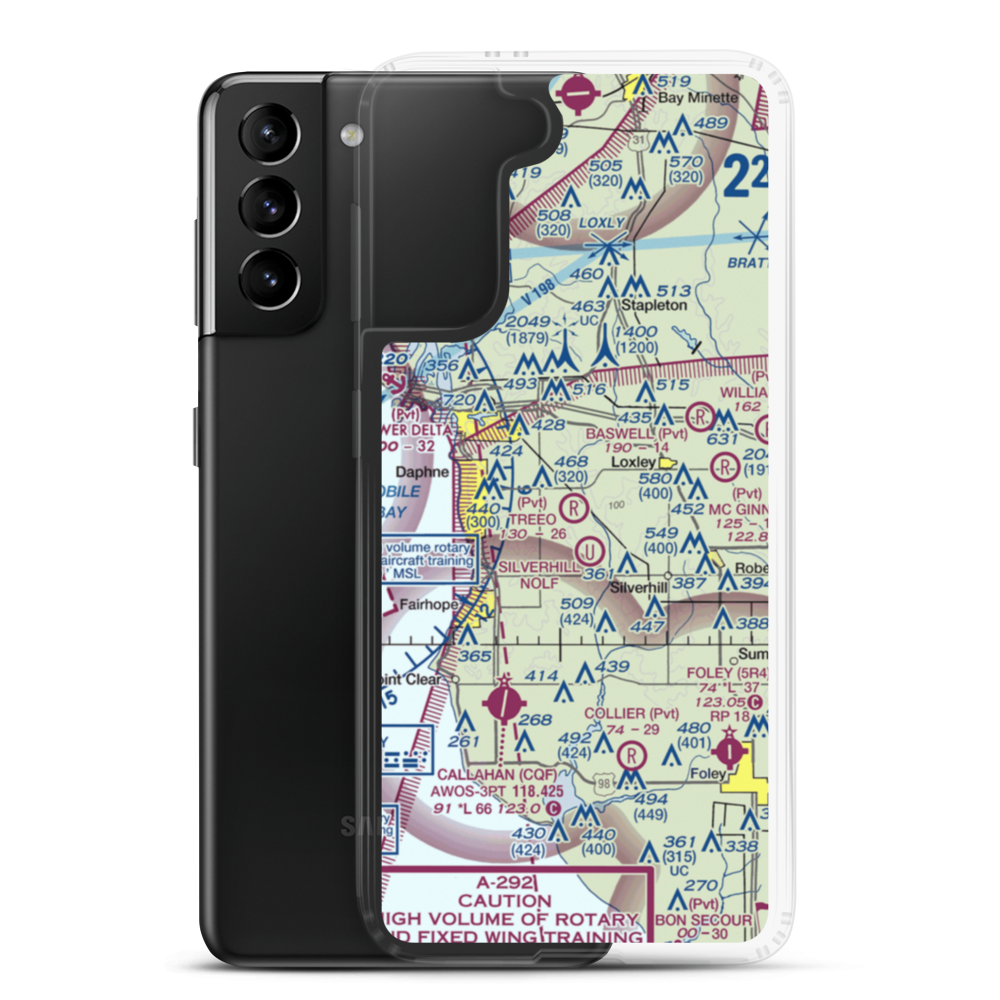 Treeo Airport (4AL3) VFR Sectional Samsung Case Samsung Galaxy S21 Plus model shown