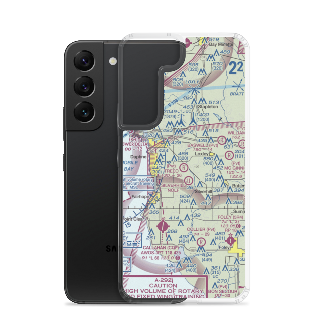 Treeo Airport (4AL3) VFR Sectional Samsung Case Samsung Galaxy S22 model shown