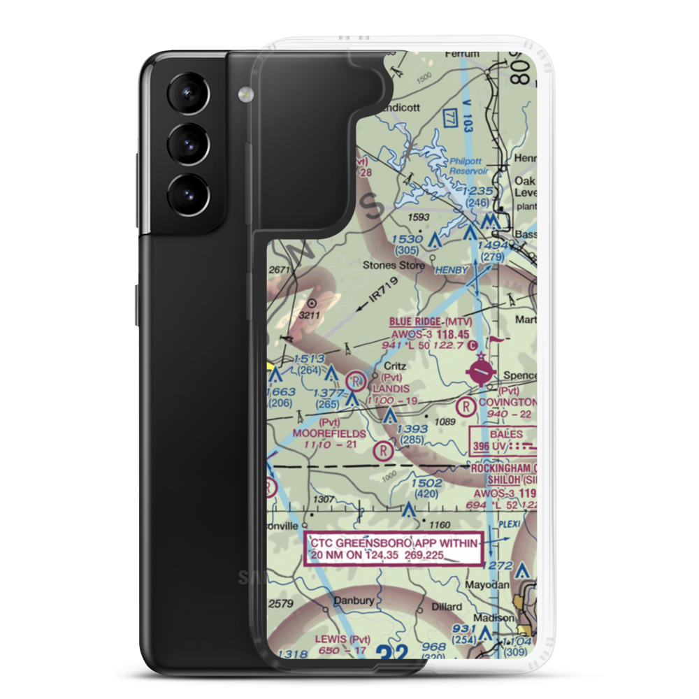 Trent Farm Airstrip (VA26) VFR Sectional Samsung Case Samsung Galaxy S21 Plus model shown