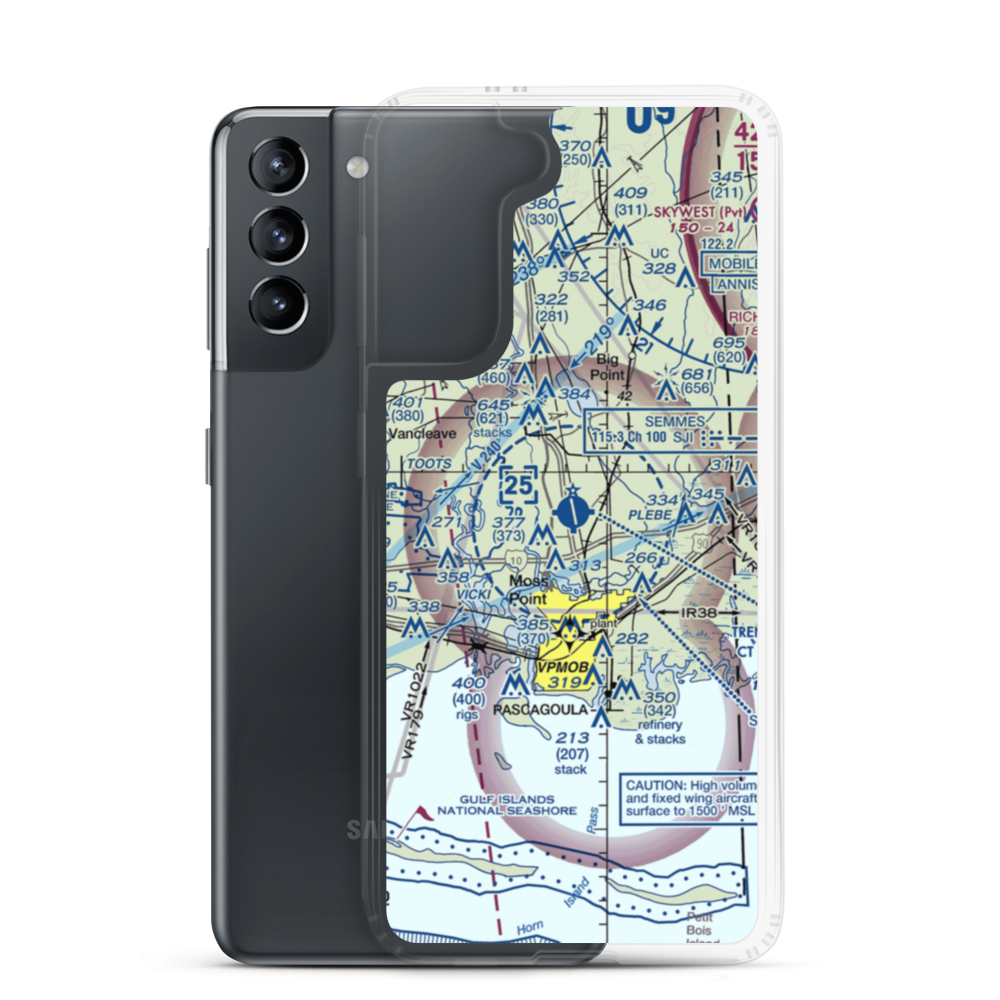 Trent Lott International Airport (PQL) VFR Sectional Samsung Case Samsung Galaxy S21 model shown