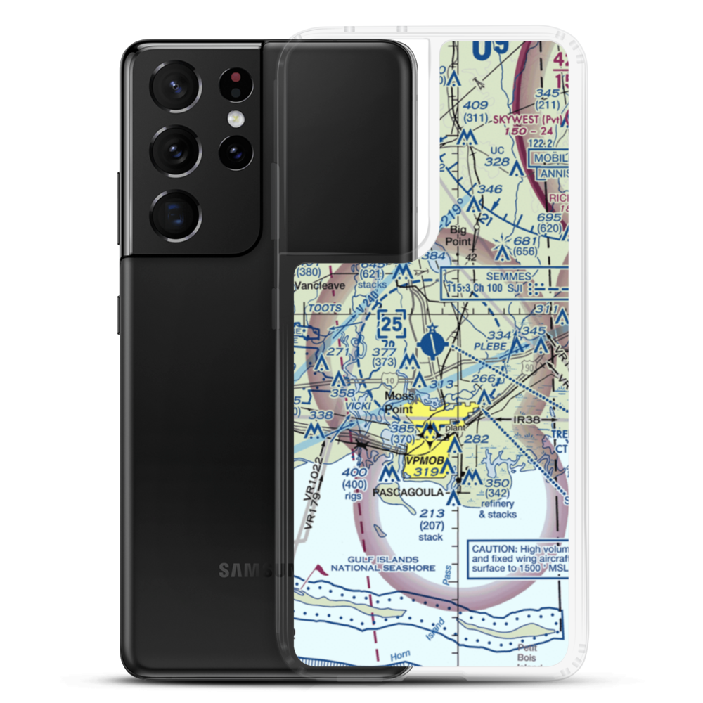 Trent Lott International Airport (PQL) VFR Sectional Samsung Case Samsung Galaxy S21 Ultra model shown