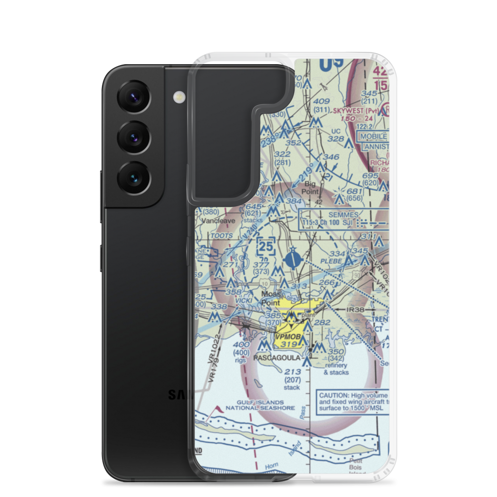 Trent Lott International Airport (PQL) VFR Sectional Samsung Case Samsung Galaxy S22 model shown