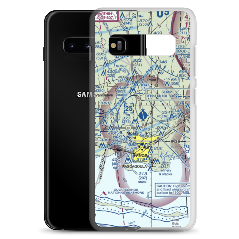 Trent Lott International Airport (PQL) VFR Sectional Samsung Case Samsung Galaxy S10+ model shown