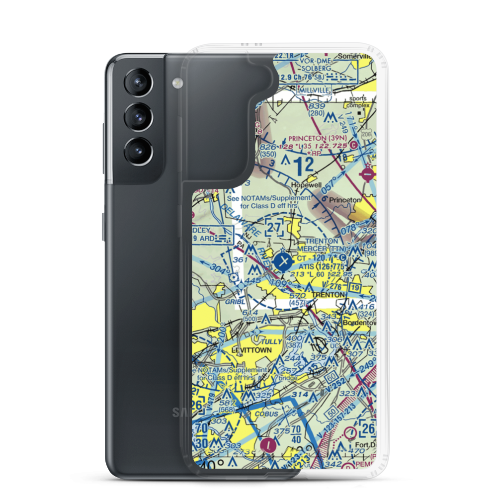 Trenton Mercer Airport (TTN) VFR Sectional Samsung Case Samsung Galaxy S21 model shown
