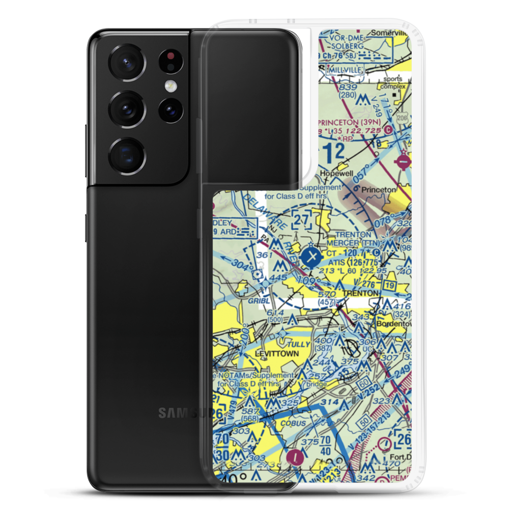 Trenton Mercer Airport (TTN) VFR Sectional Samsung Case Samsung Galaxy S21 Ultra model shown