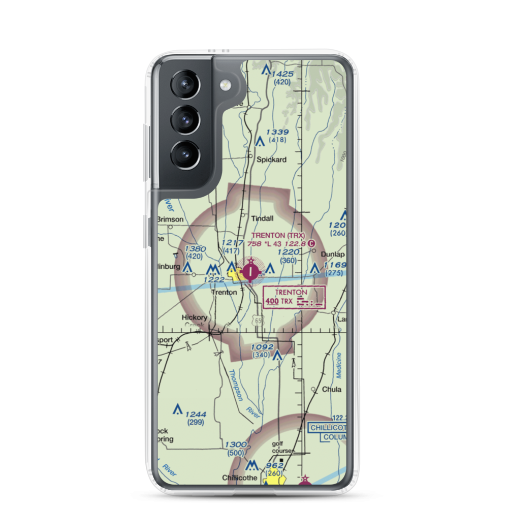 Trenton Municipal Airport (TRX) VFR Sectional Samsung Case Samsung Galaxy S21 model shown