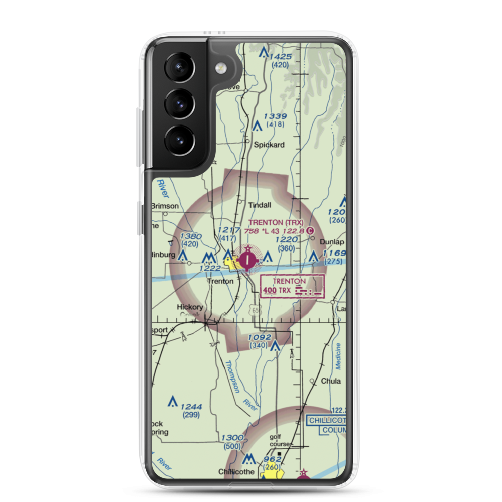Trenton Municipal Airport (TRX) VFR Sectional Samsung Case Samsung Galaxy S21 Plus model shown