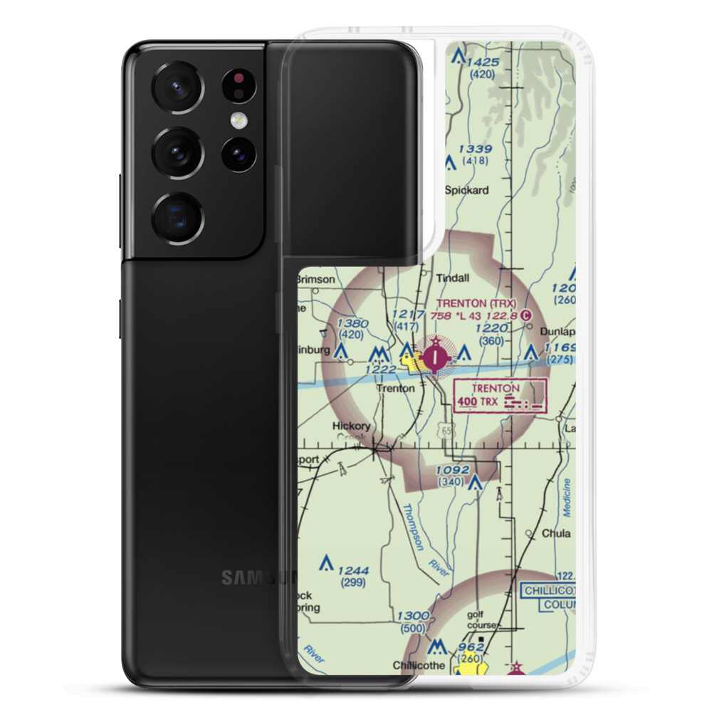 Trenton Municipal Airport (TRX) VFR Sectional Samsung Case Samsung Galaxy S21 Ultra model shown